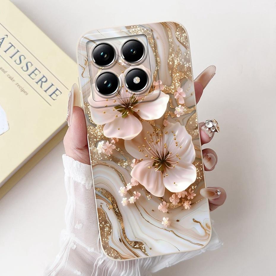 Beautiful Floral Phone Case For Xiaomi 14T Pro Soft Silicone Shockproof Cover For Xiaomi 14T 14 T Pro 5G Cases Bumpers