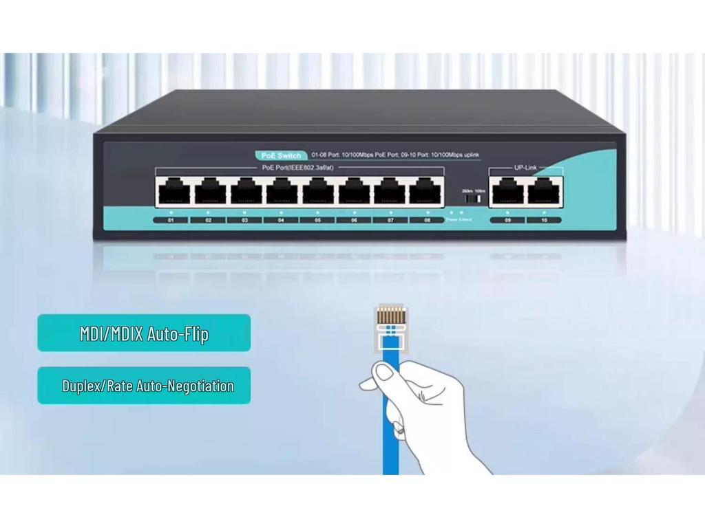 AI Smart PoE Gigabit Switch with 4, 8, or 16 Ports for Network Surveillance