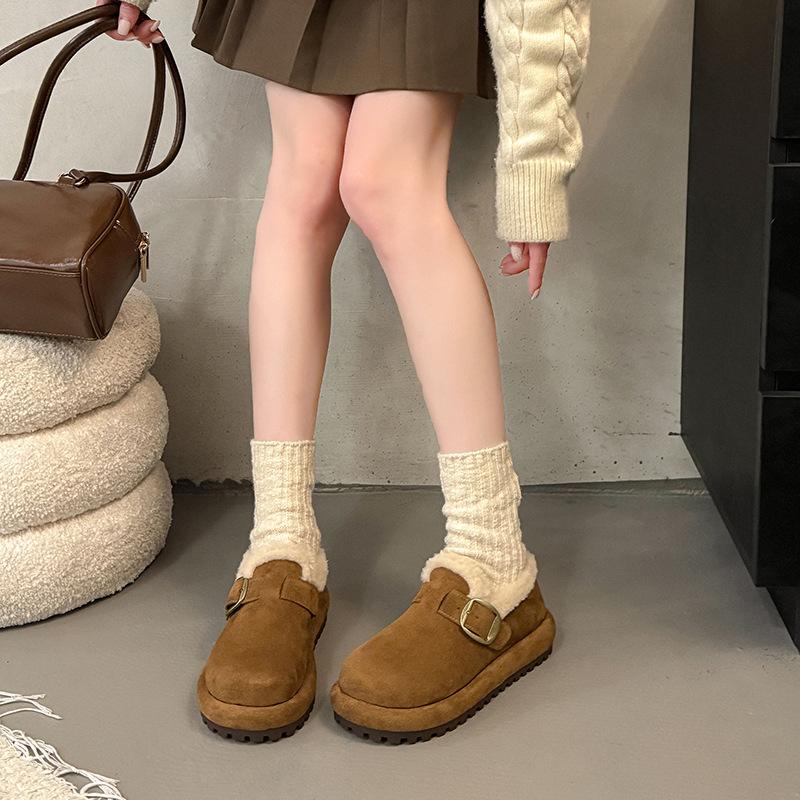 Women's fur one thick bottom heightening winter lightweight padded warm snow boots non-slip wear casual sneakers a stirrup cotton boots