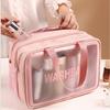 Waterproof Oxford Cloth Double Layer Toiletry Bag: Extra Large Capacity, Portable, for Men's Travel and Makeup Storage.