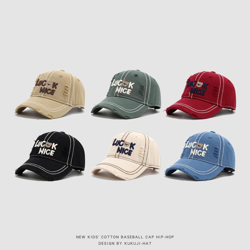 New Unisex Children's Hat Embroidered with Letters, Cotton Baseball Cap, Casual Outdoor Adjustable Cap, Fashionable Street Hat