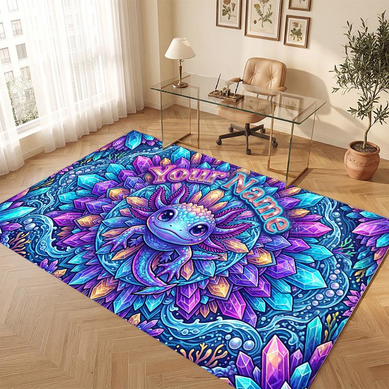 Fantasy Magic Theme Soft Crystal Velvet Rug Custom Name & Text Print Non Slip Floor Rug for Bedroom Living Room