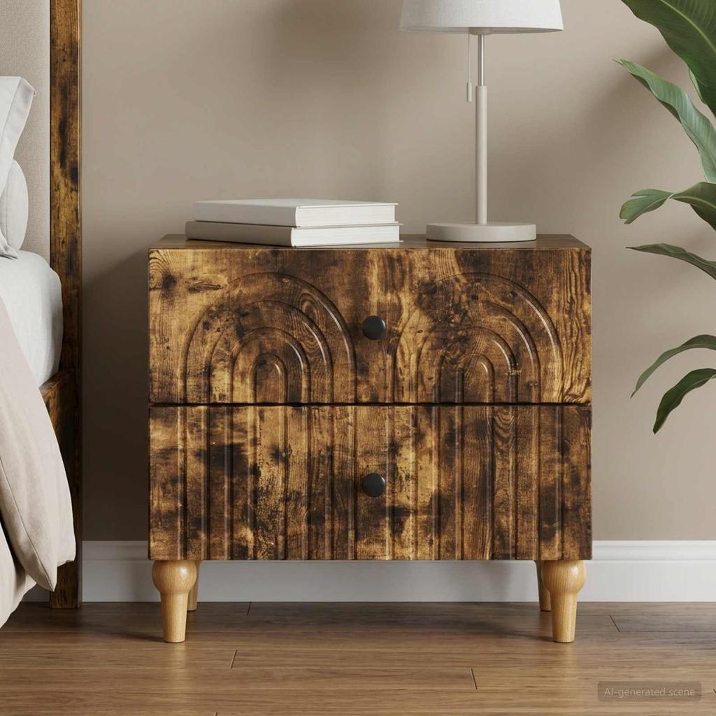 Nightstand Smoked Oak 62 x 34.5 x 48 cm Engineered Wood