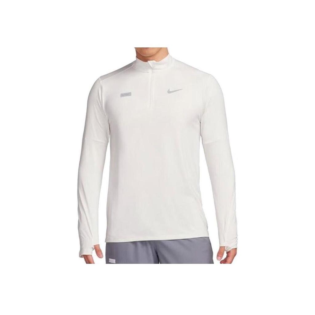 Nike T-shirt de course à manches longues à col montant et demi-zip à séchage rapide pour homme Blanc FB8557-030