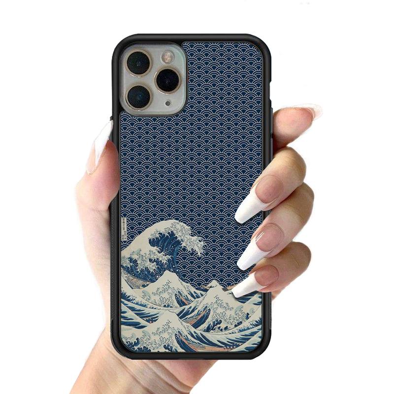 Japanese Wave Anime Dragon Phone Case Silicone PC+TPU Case for iPhone 11 12 13 Pro Max 8 7 6 Plus X SE XR Hard Fundas