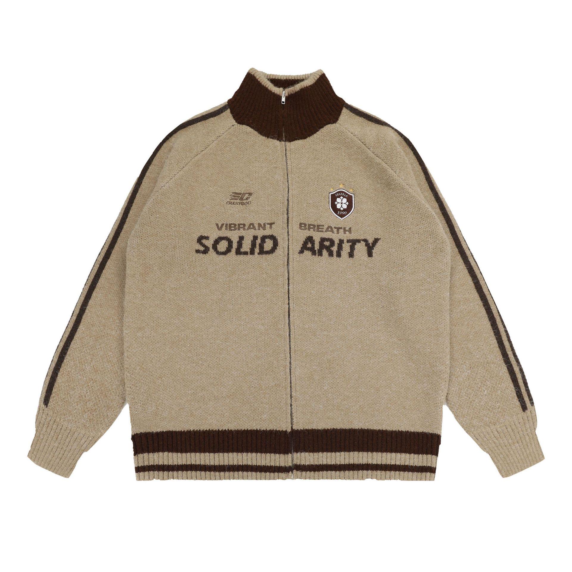 

Мужской ретро-свитер с воротником-стойкой Qianyao: Высококачественный свободный кардиган на осень Extra Large