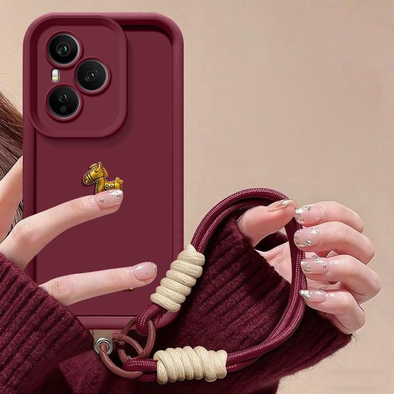 For Honor400Lite Case Cute 3D Gold Horse With Lanyard Phone Case For Honor 400 300 200 100 90 80 70 60 Pro Matte Cover