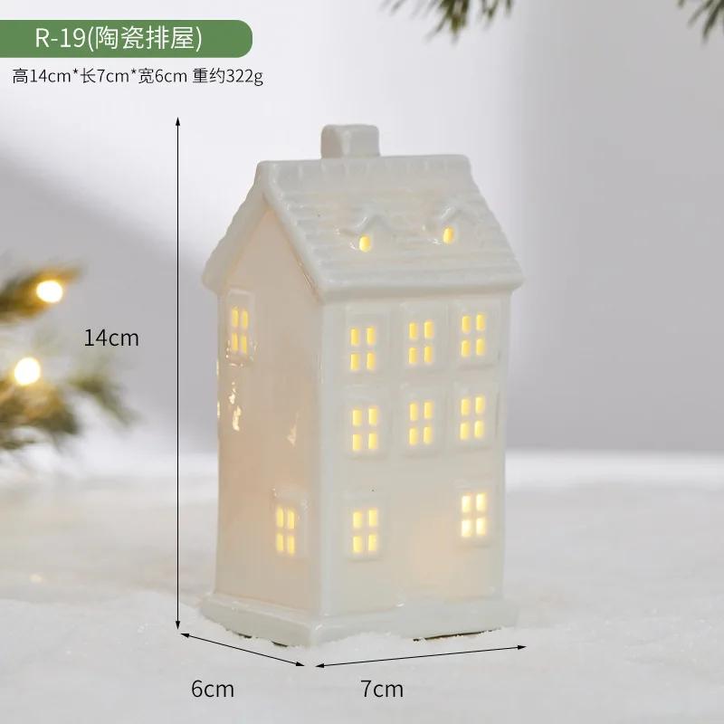 Durable2026 New Christmas Tree Hut Ceramic Villa Creative Luminous Snow House Christmas Scene Arrangement Atmosphere Ornament