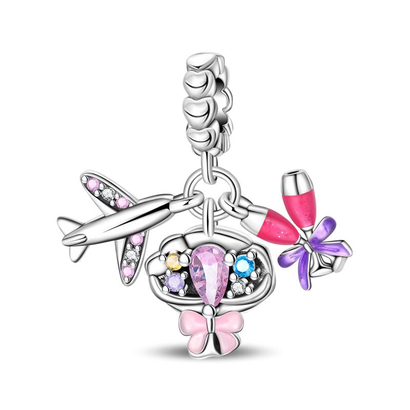 Ciondolo con Perle di Rame Charm Scintillante in Zircone Vari Stili Originale Bracciale da 3 Mm Gioielli Raffinati da Donna