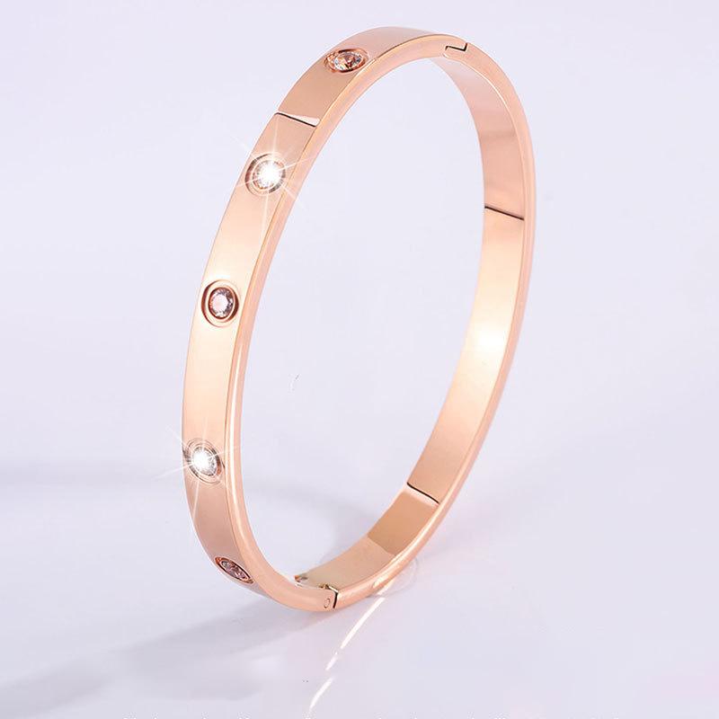 Titanium steel bracelet gold high version temperament zircon bracelet women's light luxury fashion elegance does not fade simple bracelet