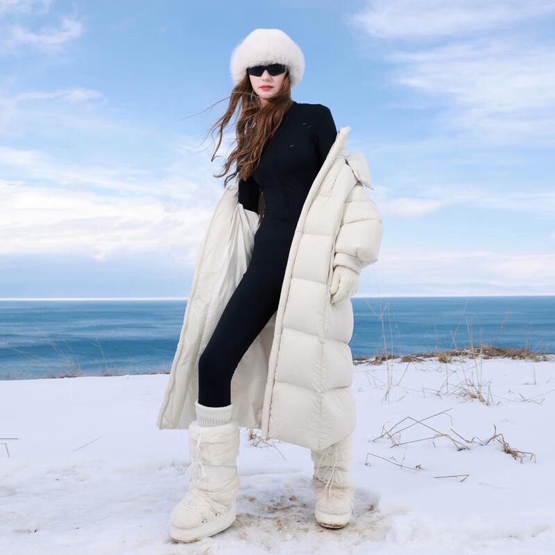 Women's Long 90% White Duck Down Puffer Jacket