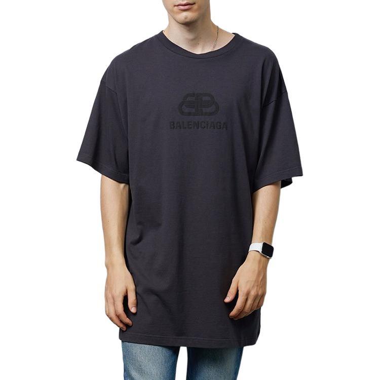 Balenciaga Oversized Washed Interlocked BB T-Shirt 'Navy Black' Men's 583214TFV658060