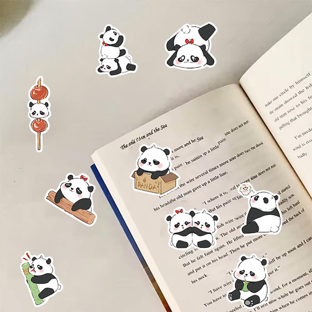 50PCS Kawaii Cartoon Panda Stickers Cute Cartoon Waterproof Fridge Conditioner Laptop Stationery Phone Journal Car Sticker