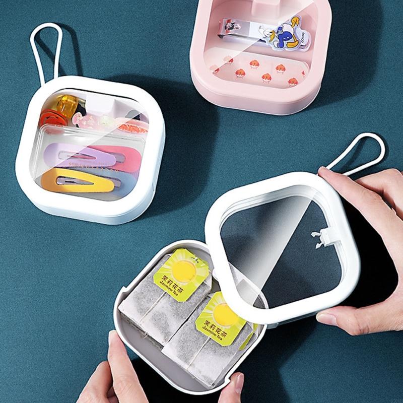 2Pcs Hair Tie Organizer Mini Storage Box Hair Clip Holder Portable Storage Container Cotton Swab Dispenser Organizer