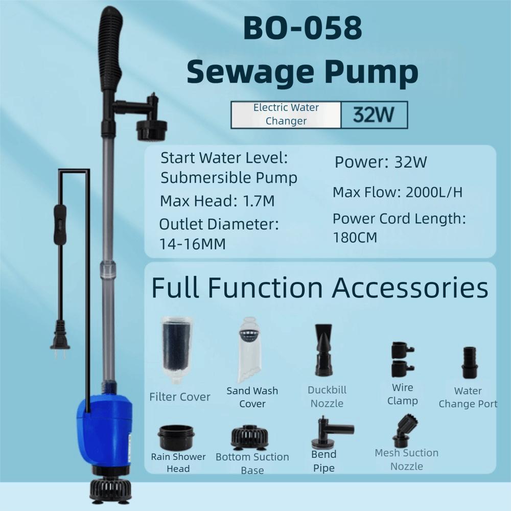 Hochleistungs-Aquariumkiesreiniger Längenverstellbarer Multifunktionaler Vakuum-Wasserwechsler Plug and Play Aquarium-Wasserwechsler