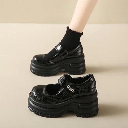 

Модные белые туфли-лодочки на платформе для женщин, 9 см высокий каблук, ремешок с пряжкой, туфли Мэри Джейн, женские туфли в готическом стиле на толстом каблуке для вечеринки, женские 39