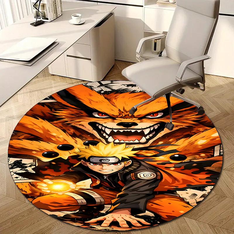 1pc Naruto Print Round Carpet Chair Round Carpet Suitable for Bedroom Living Room Home Decorative Carpet