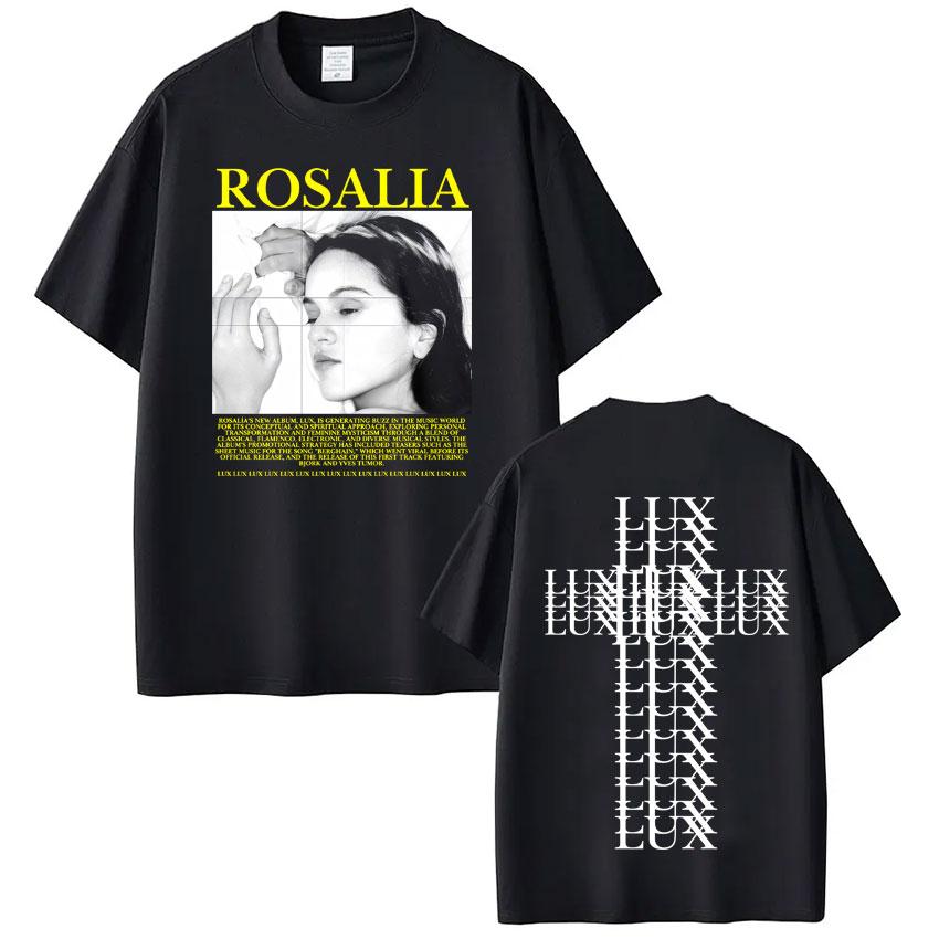 Singer Rosalía LUX Album Tour Print Tshirt Men Women Fashion Cotton Tshirts Oversized Hiphop Aesthetic High Quality T Shirts