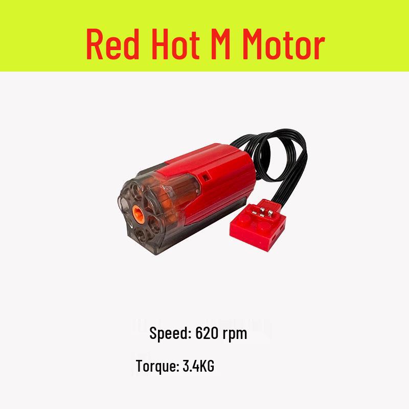 Remote Control High-Speed Motor & Battery Box for Lego Bricks with Black, Red, and Light Modifications