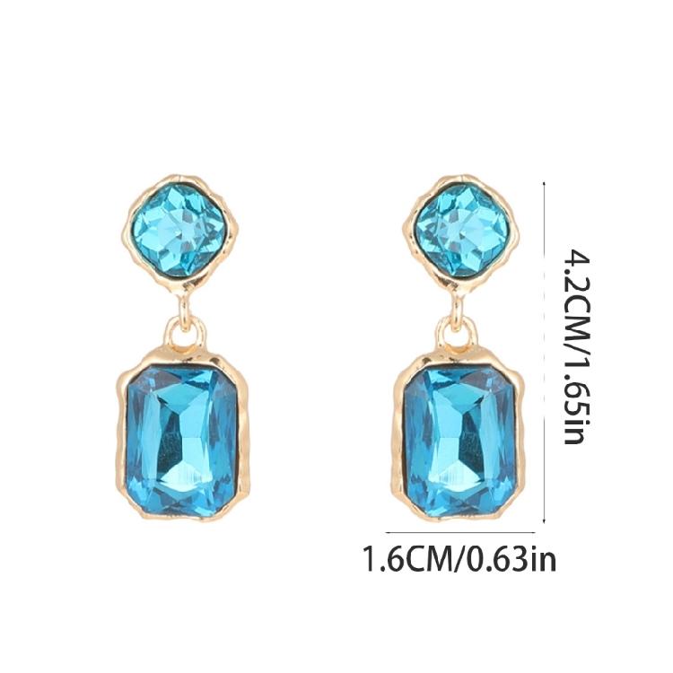 Contemporary Square Shape Earrings Crystals Accent Metal Everyday Elegant for Parties and Professional Settings