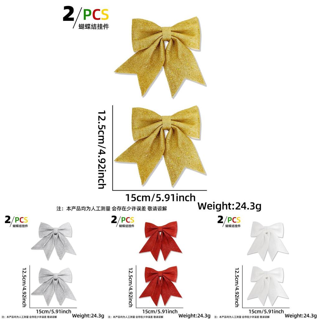 Beautiful Christmas Tree Bow Hangings With Plush Pearl Cotton For Holiday Cheer