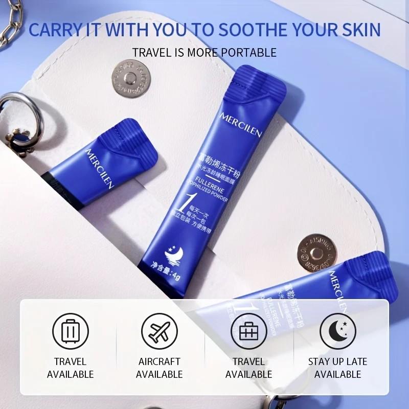 20 Stück Fullerene Gefriergetrocknetes Pulver Schlaf-Gesichtsmasken Anti-Falten Feuchtigkeitsspendend Anti-Aging Aufhellend Gesichtsmaske