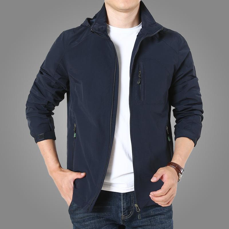 Hooded Jacket Jacket Men's Top Outdoor Sports Casual Thin Large Size Trench Coat Clip Outdoor Jacket