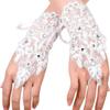 Elegant Lace Short Bridal Gloves Rhinestone Fingerless Sheer Gloves Wedding Accessories for Bride Evening Prom Decor Party