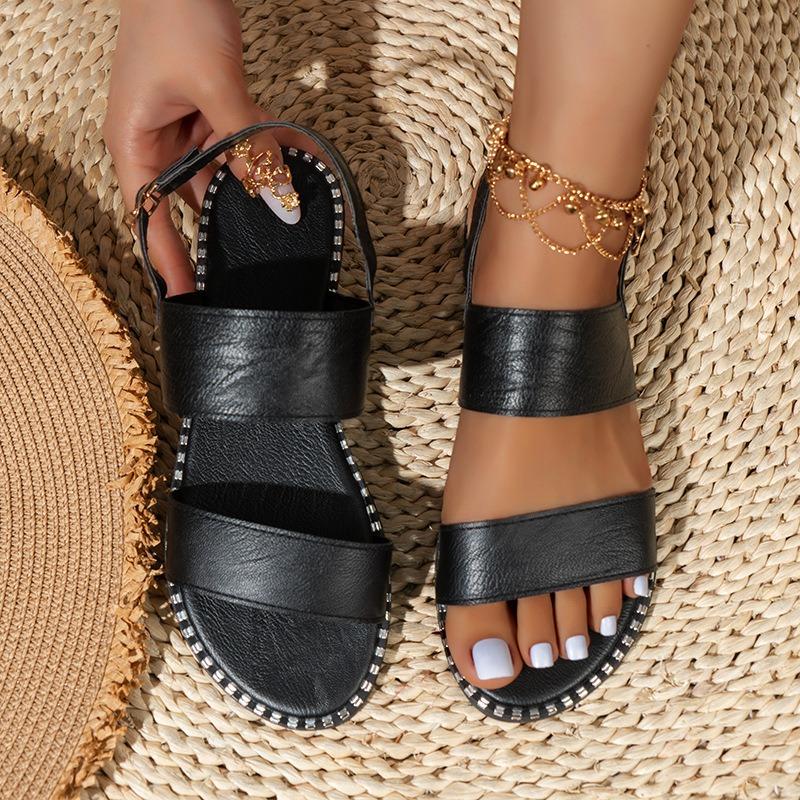 Large Flat Sandals for Women with Exposed Toes Simple and Casual