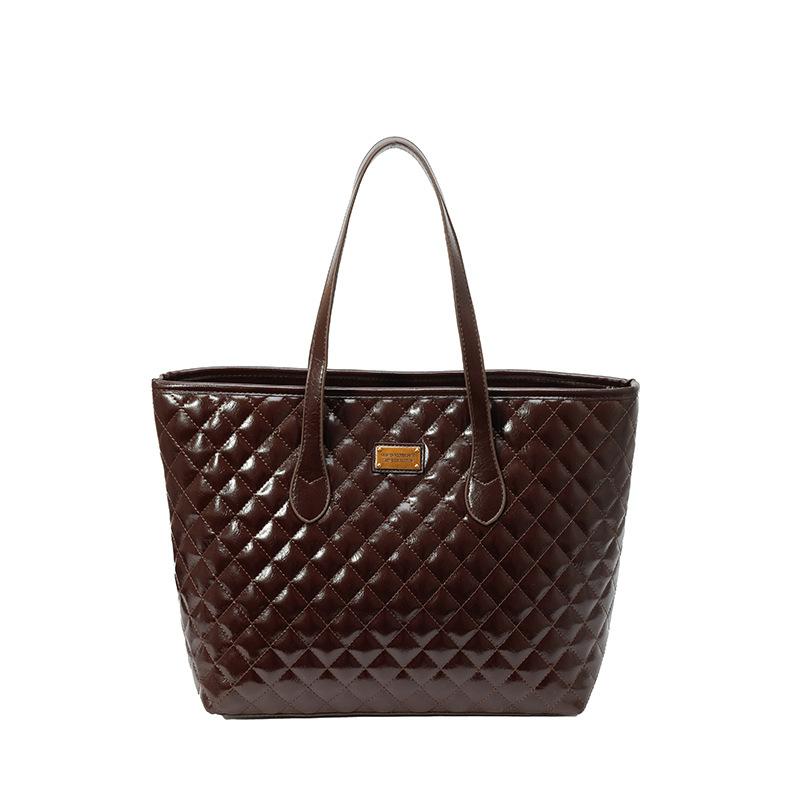 Große Tasche Damen neue Fließ große Kapazität Achseltasche Rautenstickerei Faden vielseitige Tragetasche