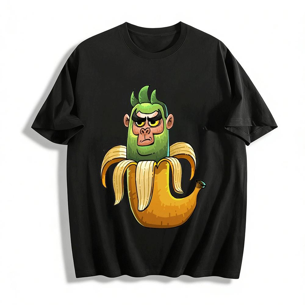 

Grumpy Green Gorilla Banana Graphic Unisex Casual Tee Shirt Pure cotton T-shirt XXS