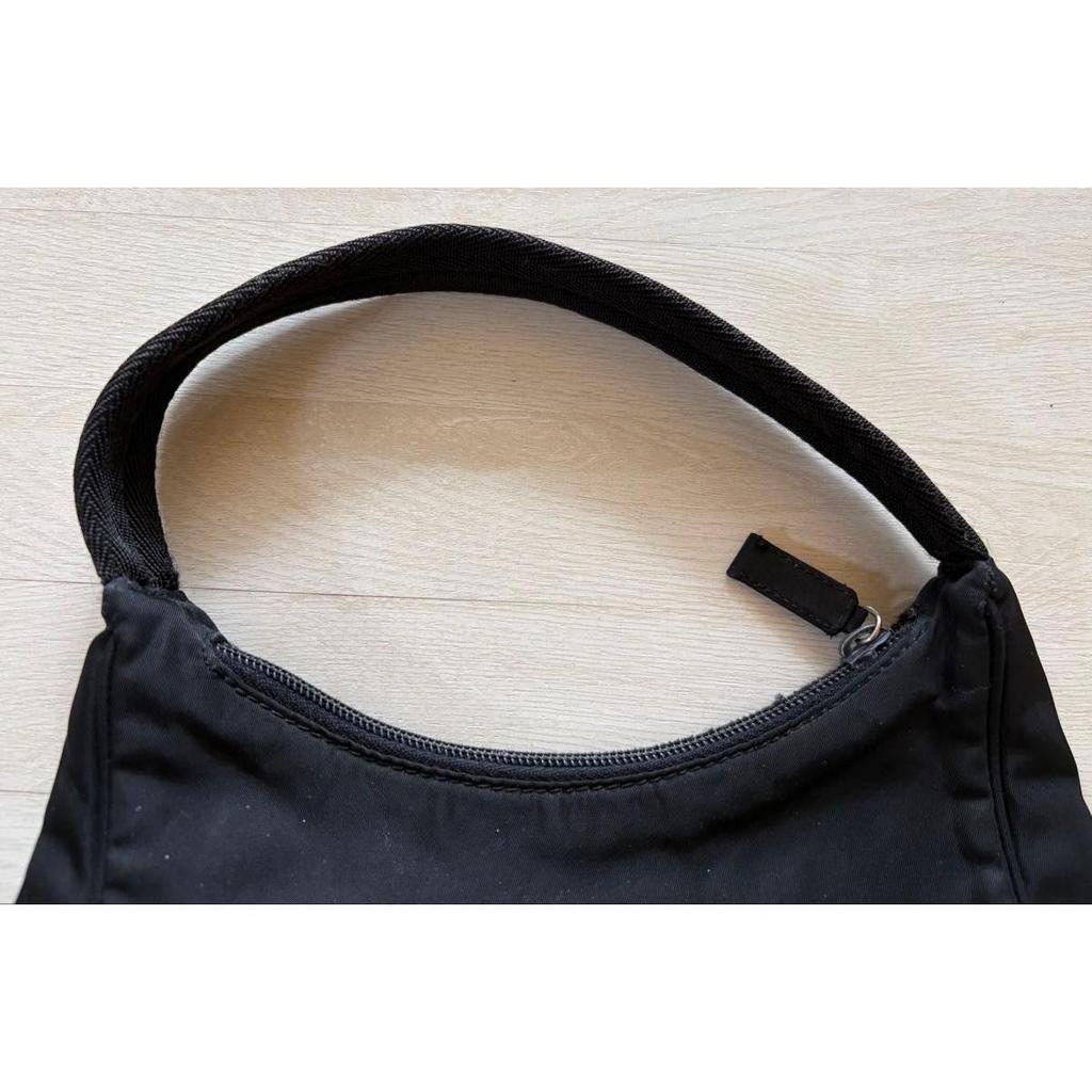 Used PRADA Accessory Pouch Mini Bag Pocono Nylon Black Triangle Logo