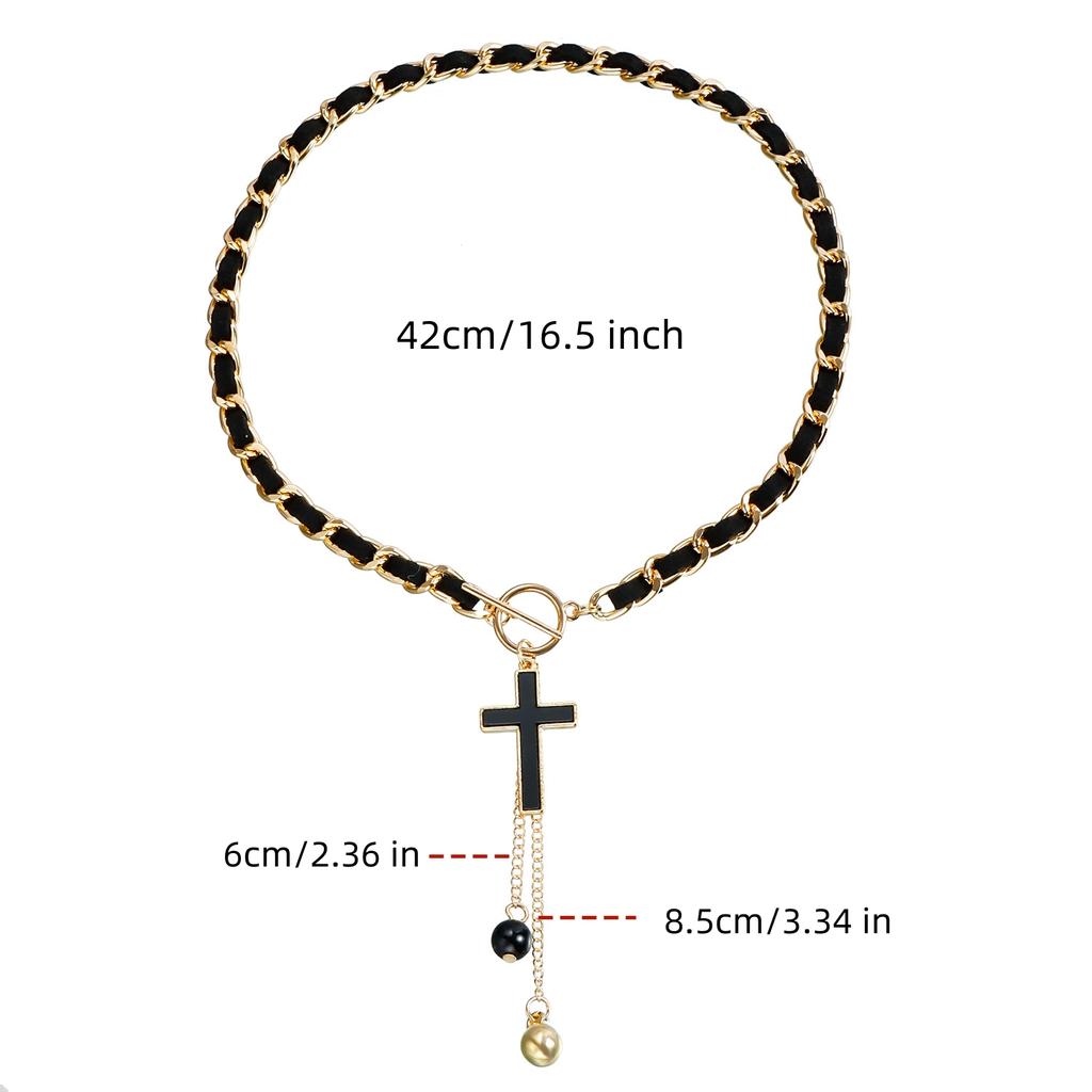 New Fashion Simple Black Cross Necklace, Women's Pendant Necklace, Valentine's Day Gift