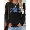 Paris France Print Long Sleeve Women Fall Tops Comfort Breathable Daily Leisure Sport Casual Shirts