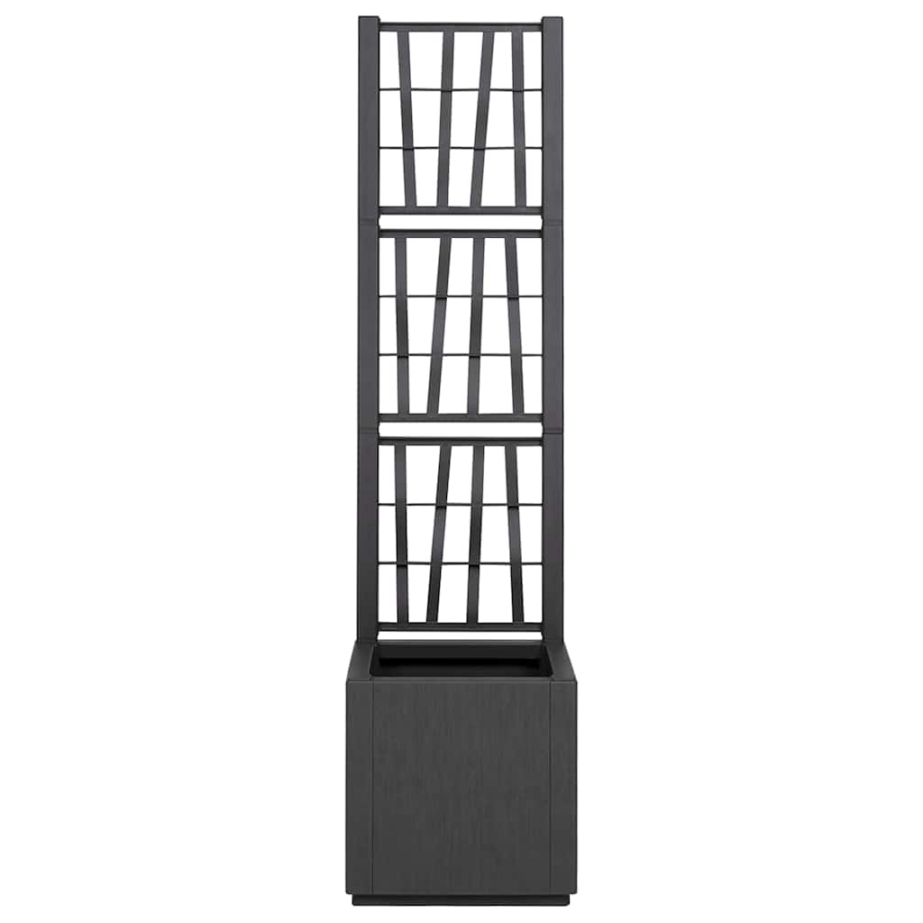 Garden Planter with Trellis Dark Grey 36 X 36 X 140 Cm PP