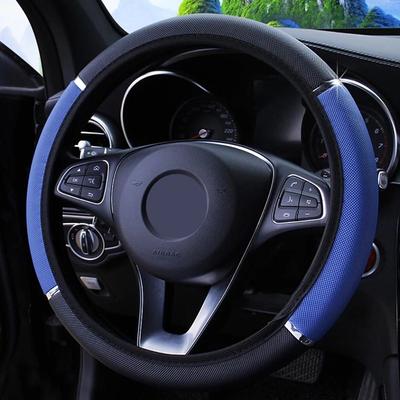 Cubierta Universal para Volante de Coche Franja Metálica Patrón Antideslizante Cubiertas de Cuero Sintético para Volante de Coche de 37 - 38 cm de Diámetro