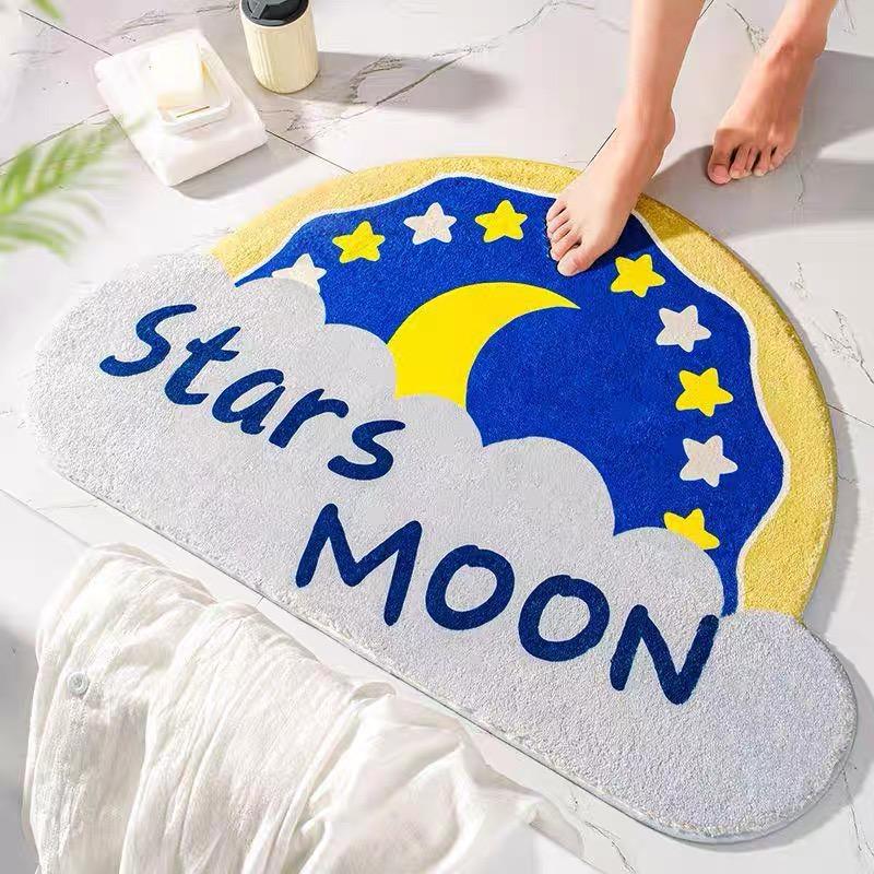 Rainbow Semi-Circular Imitation Cashmere Floor Mat Bathroom Door Suction Door Mat Toilet Cute Soft Non-Slip Foot Mat