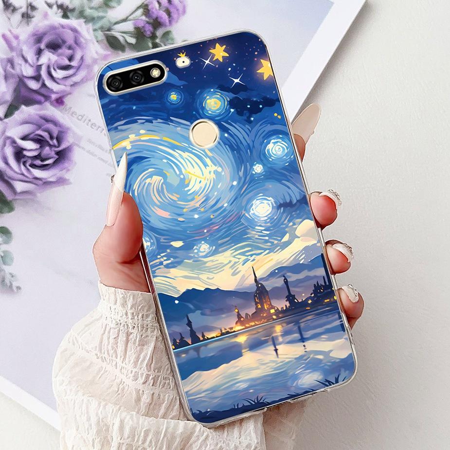 For Huawei Y7 Prime 2018 Case Nova2 Lite Luxury Painted Cover Soft Slim Phone Case For Huawei Y7 Pro 2018 Y72018 Back Cover Bags