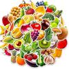 50Pcs Fruit & Vegetables(Grape Cherry Carrot Broccoli) Stickers Pack for Boys Girls,Waterproof Vinyl Stickers for Laptop Flasks Luggage Cup Phone Wate