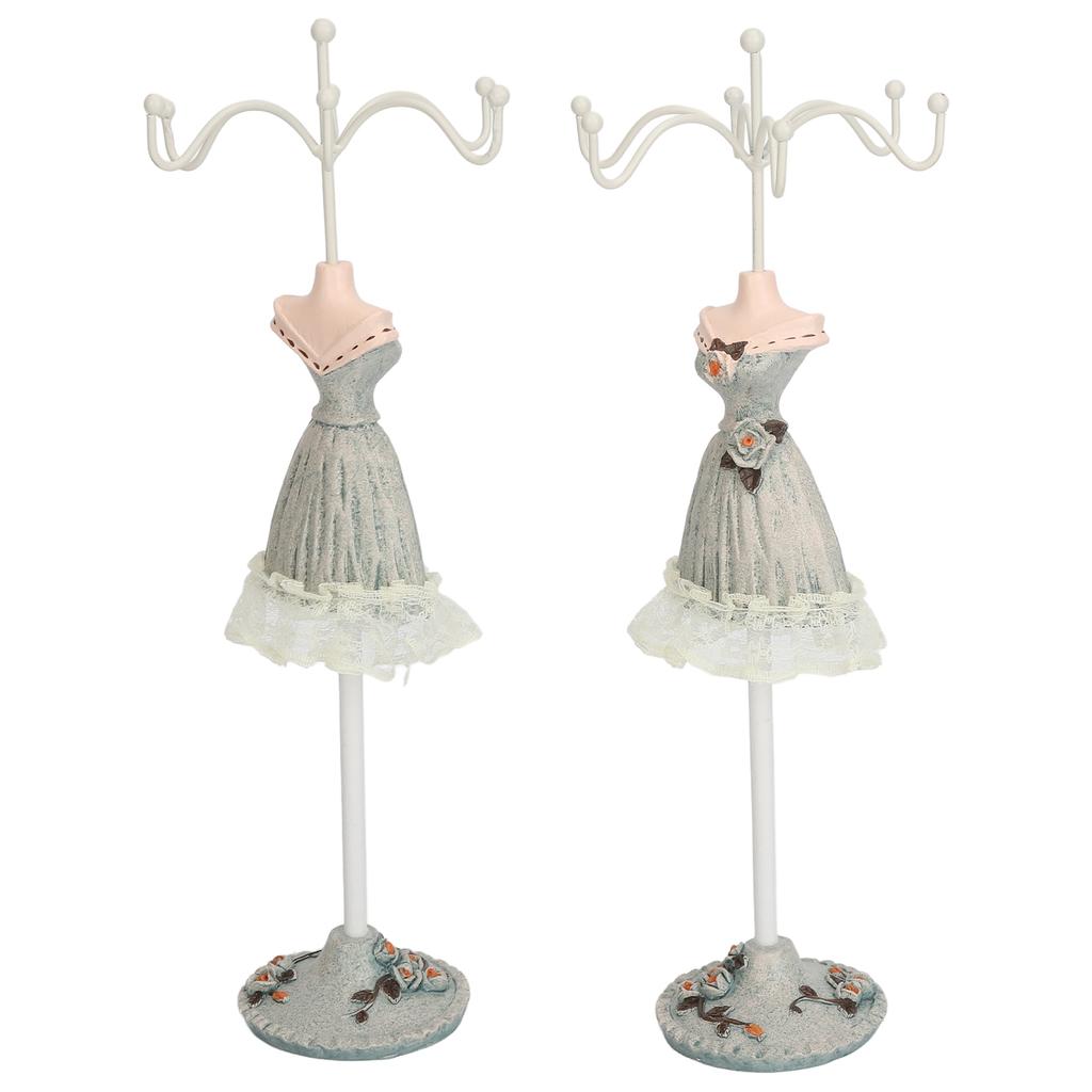 Earrings Necklace Princess Dress Stand Display Iron Mannequin Princess Jewelry Rack Pine Green 1