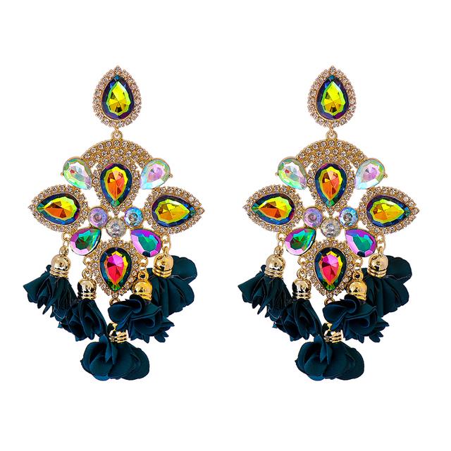 Kaimei Fashion Jewelry Boho Earrings Big Earrings for Women Rhinestones Pendant Crystal Statement Drop Earrings Fashion Jewelry