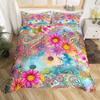Rainbow Duvet Cover Set, Colorful Abstract Geometric Pattern with Shapes Rainbow, Decorative Bedding Set