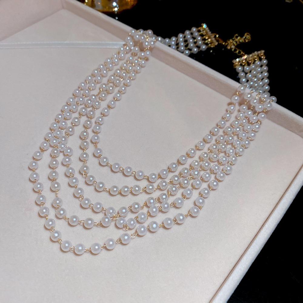 Pearl Multi-layered Pearl Necklace Jewelry Pearl Choker Daily Korean Pearl Necklace  Women
