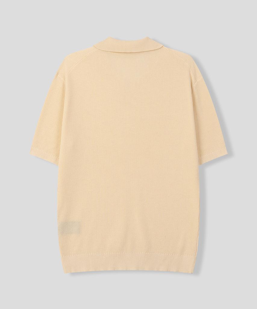 BLACK MOMENT Cozy Lounge Summer Knit Short Sleeve Polo Shirt [Light Cream]