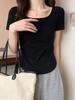 Summer 2025 Women's Slimming Round Neck Irregular Hem Trendy T-shirt