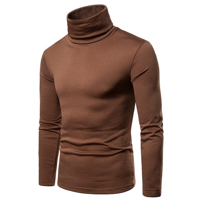 Men S Plus Size Fitted High Neck Long Sleeve Solid Color T Shirt