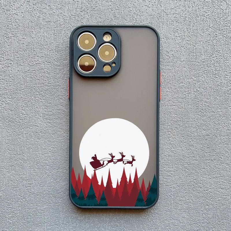 Merry Christmas Tree Snow Scene Phone Case for iPhone 14 13 12 Mini 11 Pro Max 16 15 Pro Max XS XR X 7 8 plus Shockproof Cover