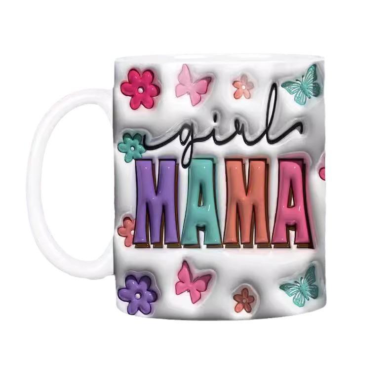 3D Best Mom Ever Ceramic Coffee Mug Mama Teacup Flower Mother