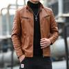 Autumn and Winter Stand-up Collar Men's Leather Jacket, Locomotive Velvet Thermal PU Leather Jacket, Leather Jacket Men