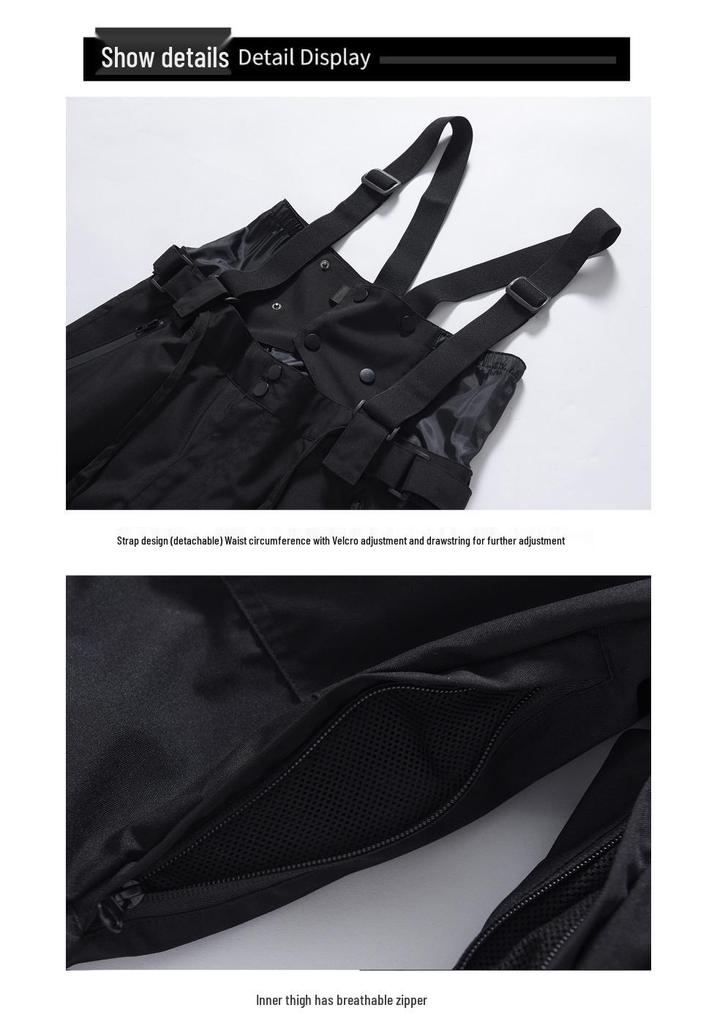 Ski Pants - Windproof, Waterproof, Cotton-Padded, One-Piece for Men & Women, Suitable for Single & Double Boarding